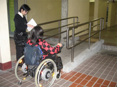 An EAS staff is conducting the access audit at a ramp